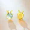 Doce Pendientes de Dragón del Zodiaco de Plata 925 con Aguja de Plata, Jade Natural y un Diseño Chino Único, Pendientes de Tachuela de Dragón Lindos y Adorables