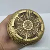 Latón Cuatro Bestias Míticas para Quemador de Incienso Patrón en Relieve Cuenco del Tesoro de la Suerte Adornos para el Hogar y la Oficina