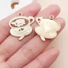 Colgante de Taza de Gato de Dibujos Animados Esmaltado de Aleación Encanto para Taza de Café Pendiente DIY Llavero Accesorios de Joyería