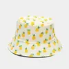 Chapéu de Pescador Estampado com Frutas Tropicais Novo Europeu e Americano Chapéu de Sol para Esportes ao Ar Livre de Verão para Mulheres Chapéu Casual de Bacia