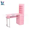 Mesa de Manicure Profissional Rosa Hongzi com Aspirador de Manicure Embutido, Mesa de Manicure com Compartimentos de Armazenamento Especiais para Salões de Unhas