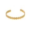 Pulsera Geométrica Redonda Retro Europea y Americana de Acero Inoxidable con Baño de Oro de 18K, Abierta y Ajustable, Forma de C, para Mujer