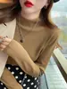 Suéter de Punto de Cachemira de Manga Larga para Mujer, Nueva Prenda Base de Cuello Alto para Otoño e Invierno, Primavera y Otoño