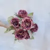 Flores Artificiales de Siete Cabezas Austin, Flores Falsas Realistas para Arreglo de Escenas, Decoraciones de Flores Artificiales Terminadas, Alta Calidad y Realistas
