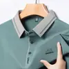 Al por mayor transfronterizo para hombre, nueva camiseta polo de verano para hombre de mediana edad, casual de negocios, manga corta, seda helada, fresca, con cuello, camiseta para hombre