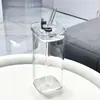 Copo de Água Quadrado com Tampa para Estudantes, Copo Transparente Simples para Casa, Chá de Leite Portátil com Canudo Sem Alça, Copo de Vidro Borossilicato Alto