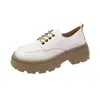 Zapatos Pequeños de Cuero Estilo Colegio Británico para Mujer Otoño e Invierno 2024 Mocasines Zapatos de Cordones con Plataforma de Suela Gruesa Estilo Británico