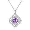 Collar Colgante de Granate de Cristal Natural Plata de Ley S925 para Mujer Cadena para Clavícula de Trébol de Cuatro Hojas de Gama Alta de Nicho para Mujer