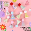 Chapéu Mini com Laço Estilo Coreano Decoração de Bolo Ornamento Pom-Pom Chapéu de Aniversário Decoração de Mesa de Confeitaria