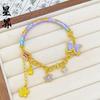 Tienda de Oro Mismo Estilo Dorado Antiguo Arena Esmalte Mariposa Fuego Púrpura Nueve Medio Pulsera con Tubo Curvado Pulsera de Borla en Nuevo Estilo Chino