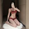 Lingerie sexy japonesa de alta qualidade, oca, pura, sexy, alça de renda, transparente, sutiã de três pontos, tentação, conjunto completo