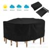 Funda para muebles redondos de exterior transfronteriza, cubierta para mesa redonda y sillas de tela Oxford 210D, venta caliente europea y americana