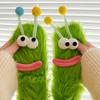 Calcetines Divertidos Feos Lindos para Mujer de Felpa Linda Expresión Bolsa Vellón de Coral Engrosados Cálidos para el Hogar Mao Mao Calcetines de Piso para Dormir