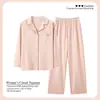 Pijamas 100% algodón para mujer, primavera y otoño, algodón, tallas grandes, manga larga, otoño e invierno, ropa de casa sencilla y dulce para mujer.