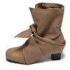 Botines Retro Melanoides de Suela Gruesa para Mujer 2026 Nuevos de Verano Versátiles Botas de Tacón Grueso hasta Media Pantorrilla Adelgazantes con Cordones Botas Martin