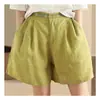 Exportar ropa de mujer: pantalones anchos de algodón y lino con cintura elástica bordada retro, shorts versátiles de trabajo casual artístico