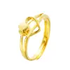 Xin Jewelry World Anel Retrô Coração Duplo Banhado a Ouro Anel Ouro Fosco para Mulheres Anel Aberto Fosco em Formato de Coração para Mulheres
