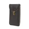 Bolsa de cintura para teléfono de piel de vaca de primera capa más vendida con hebilla de hardware vintage, diseño vertical, para colgar en la cintura al aire libre y bolsa de almacenamiento de teléfono duradera