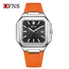 Reloj Ofns Cuadrado Esfera Grande para Hombre Correa de Silicona Tendencia Deportiva Resistente al Agua Reloj de Cuarzo Calendario Luminoso Reloj de Moda