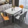Mesa de Jantar e Cadeiras de Madeira Maciça em Laje de Rocha 2026 Novo Estilo Luxo Leve Moderno Simples Apartamento Pequeno Casa Mesa de Jantar Extensível Mesa Redonda Conversível