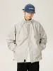 Jaqueta de Trabalho Impermeável com Gola Alta e Corte Amplo, Corta-vento para Uso Externo com Camadas Plissadas Estilo Primavera, Peça de Outerwear de Marca Tendência