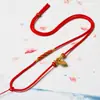 Colgante de Cuerda Trenzada de Jade Hecho a Mano Colgante de Buda Cuerda Collar de Ámbar Cuerda Colgante de Oro Cuerda Roja Benmingnian