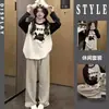 Comercio exterior estilo coreano cara sonriente primavera y otoño populares pijamas para mujer puerta sureste estampado completo cara sonriente ropa de casa se puede usar afuera
