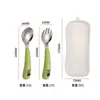 Acero Inoxidable 304 Vajilla Cuchara y Tenedor Guardería Set Portátil Caja de Almacenamiento Caja Portátil Estilo Lindo