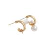 Soportes para Aretes de Perlas Incrustadas de Medio Agujero Forma de C Moda Aretes Chapados en Oro de 14K Lujo Ligero Hecho a Mano DIY Accesorios para Aretes Materiales