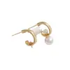 Soportes para Aretes de Perlas Incrustadas de Medio Agujero Forma de C Moda Aretes Chapados en Oro de 14K Lujo Ligero Hecho a Mano DIY Accesorios para Aretes Materiales