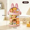 Cubo para snacks de monstruo pequeño con tapa, figura de juguete creativa transparente de gran capacidad, caja de almacenamiento de escritorio