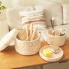 Cesta de Almacenamiento Tejida Caja de Almacenamiento de Escritorio con Tapa para Snacks, Juguetes, Artículos Varios, Ropa Interior, Almacenamiento y Cesta Organizadora de Llaves
