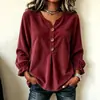 Ropa de Mujer Europea y Americana 2026 Transfronteriza Amazon Estación Independiente Nuevo Top Camisa de Pana de Manga Larga para Viajar Cuello en V