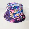 Gorro de Pescador con Graffiti de Celebridad de Internet de Doble Cara Retro Visera Solar Sombrero Protector Solar para Hombres y Mujeres Exterior Versátil Sombrero Cubeta Estampado Hip-hop