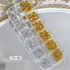 Rejilla de 12 Compartimentos Múltiples Especificaciones Aleación Oro Plata Fondo Plano Clavo Remache Redondo Decoración para Uñas Estampado Leopardo Uñas Portátiles Decoración Metálica