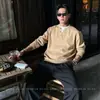 Popular Transfronteiriço Tamanho Europeu Plus Size Falso Duas Peças Gola V Malha Masculino Estilo Old Money Negócios Outono e Inverno Venda por Atacado de Fábrica