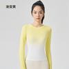 Lulu Novo Gradiente de Cor Roupas de Yoga Top Feminino Outono Fino Secagem Rápida Manga Longa Camiseta Esportiva Justa Roupas de Fitness