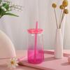 Taza de Vidrio de Borosilicato de Colores 16 oz Taza Mason Taza de Lata de Refresco con Popote Taza Portátil Resistente a Altas Temperaturas