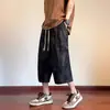Shorts Masculino de Verão Americano Retro Tie-Dye Comprimento no Joelho para Uso ao Ar Livre, Calça Esportiva de Comprimento Médio, Calça Casual Solta Fresca e Estilosa