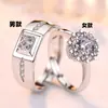 Anillo Clásico de Plata para Pareja Abierto con Diamante Forma de Capullo Floreciente para Hombre y Mujer Anillo de Par Boda Estudiante Moda OL Anillo de Compromiso
