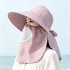Sombrero Nuevo Estilo Primavera y Verano con Protección Solar para Mujer, Sombrilla para Ciclismo, Sombrero Solar Anti-UV, Sombrero de Té para Recoger con Cobertura Facial y de Cuello para Mujer