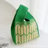 2025 Nueva Bolsa Tejida Engrosada Bolsa de Regalo para Luna de Miel de Boda Bolso Tejido de Rayas Verticales Bolso de Mano Bolsa para Lonchera
