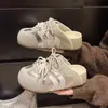Pantuflas Cerradas de Suela Gruesa para Mujer, Nuevo Estilo Primavera 2026, con Cordones para Aumentar la Altura, Estilo Birkenstock, Slip-On, Versátiles, Zapatos de Entrenamiento Alemanes