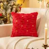 Funda de Almohada Bordada de Linterna de Navidad Cojín para Sofá de Sala de Estar Estilo Retro Americano Atmósfera Navideña Decoración del Hogar