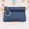 Porta-moedas com Zíper Dupla Face para Homens e Mulheres, Mini Bolsa Casual Estilo Coreano em Couro Macio, Bolsa de Mão Curta, Porta-Chaves, Porta-Cartões e Moedas
