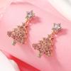 Nuevos Pendientes de Lujo de Moda con Diseño de Árbol de Navidad Incrustado Completamente con Diamantes, Estilo Navideño Europeo y Americano