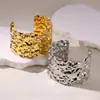 Pulsera ancha europea y americana textura irregular no se decolora chapada en oro de 18 quilates pulsera abierta joyería de moda personalidad