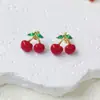 Serie de Frutas Rojas Frescas y Dulces Pendientes de Gota Cereza Fresa Pendientes Chapados en Cobre 18k Pendientes de Moda de Nicho