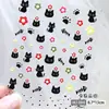 Gatito Negro Dulce y Fresco Lindo Lazo de Flor Pegatinas para Uñas Estilo Igual que Celebridad de Internet Gato de Dibujos Animados Relieve Pegatina de Arte para Uñas