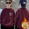 Moletom Infantil para Crianças Maiores, Primavera, Outono, Inverno, Forrado com Fleece, Quente, Manga Longa, Esportivo, Estilo Chinês, Pulôver Básico Infantil para Meninos